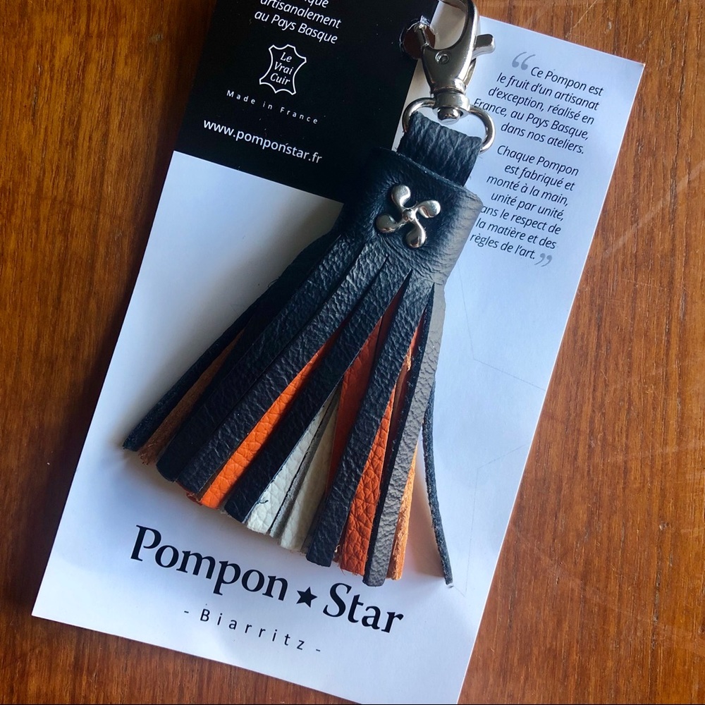 Pompon Star Genuine Leather Tassel Bag Charm NWT
